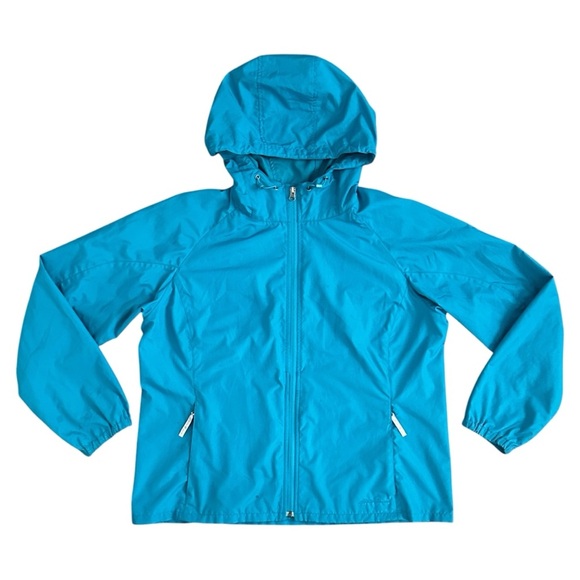 Eddie Bauer Full Zip Water-Resistant Hooded Windbreaker Jacket Teal Blue Mens XL - Picture 1 of 5